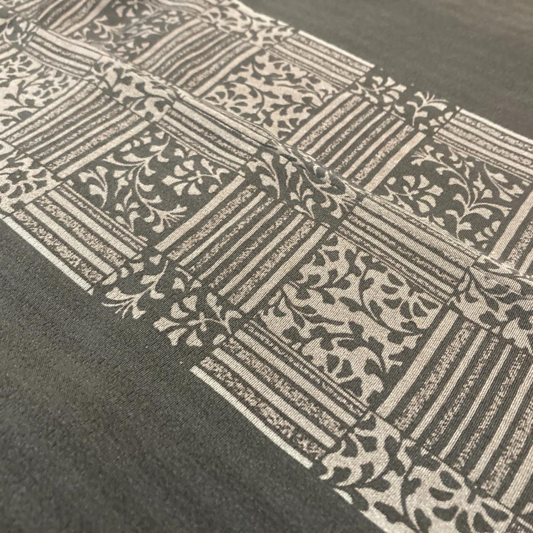 小紋 こげ茶色 裄69 身丈166.5 袷 正絹 着物 本場白大島紬】単衣 5