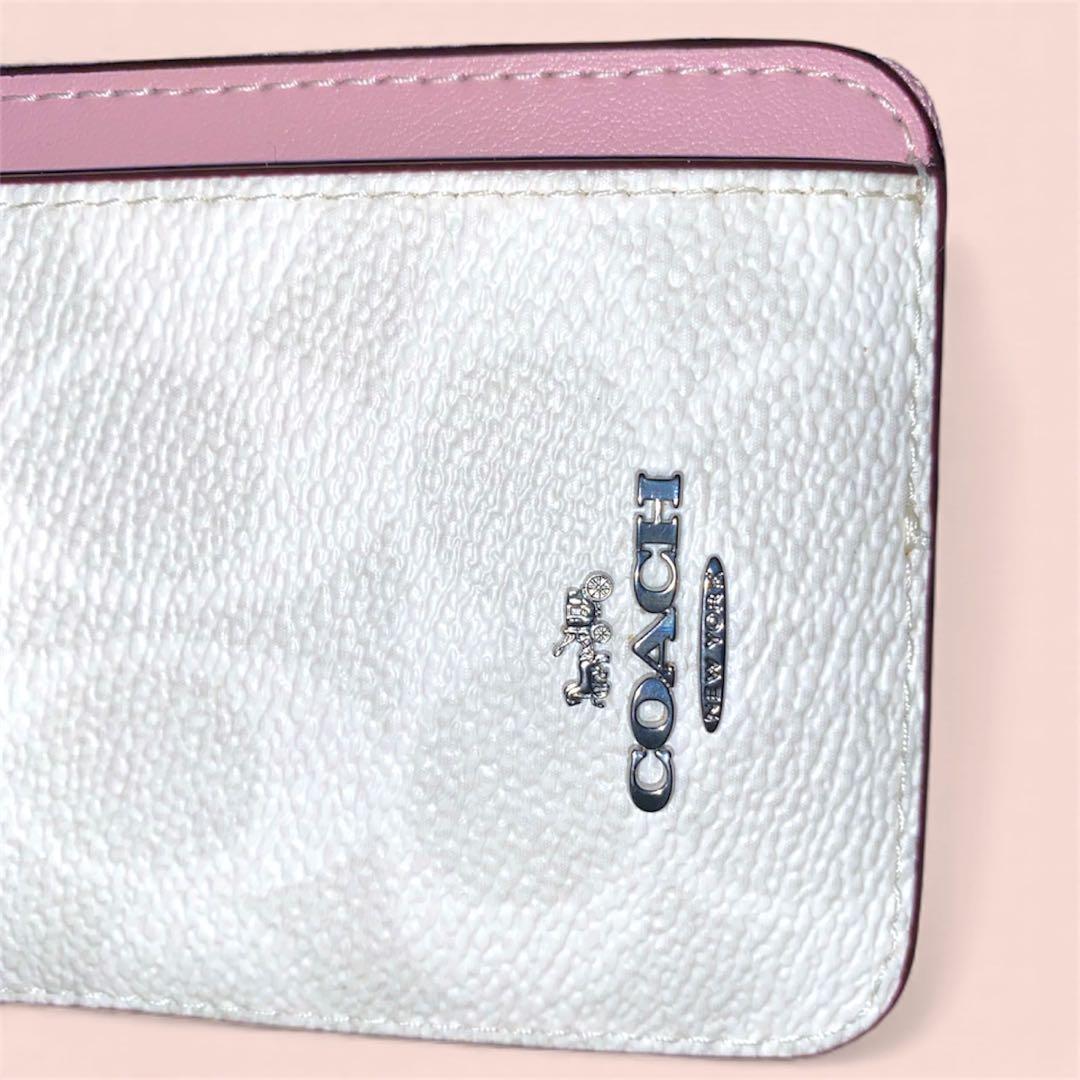 【新品】 COACH コーチ ケース カードケース 定期入れ 白 ピンク