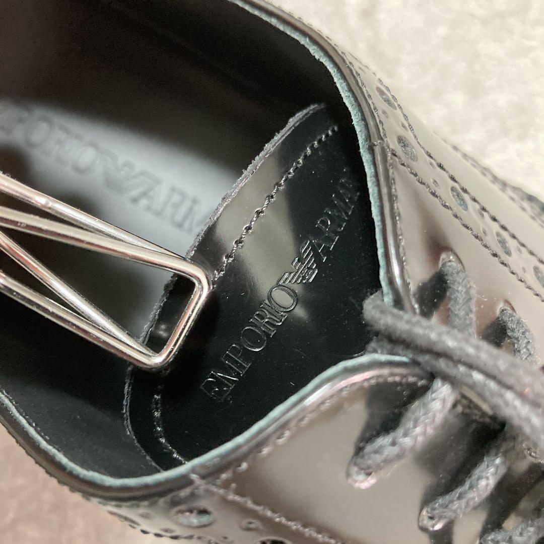 【新品】エンポリオアルマーニ レザー ビジネスシューズ 9 BK ウィングチップ