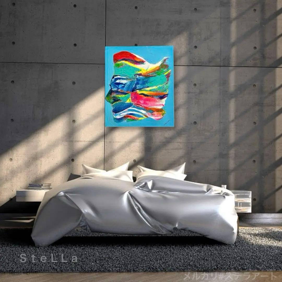 現代アート 大型 ブルー アートパネル カラフル 壁掛け 北欧 Ｆ10 おしゃれ