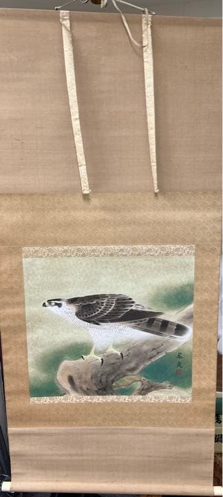 掛軸•不老英姿•鷹•二重箱