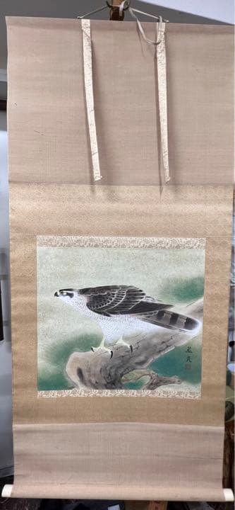 掛軸•不老英姿•鷹•二重箱