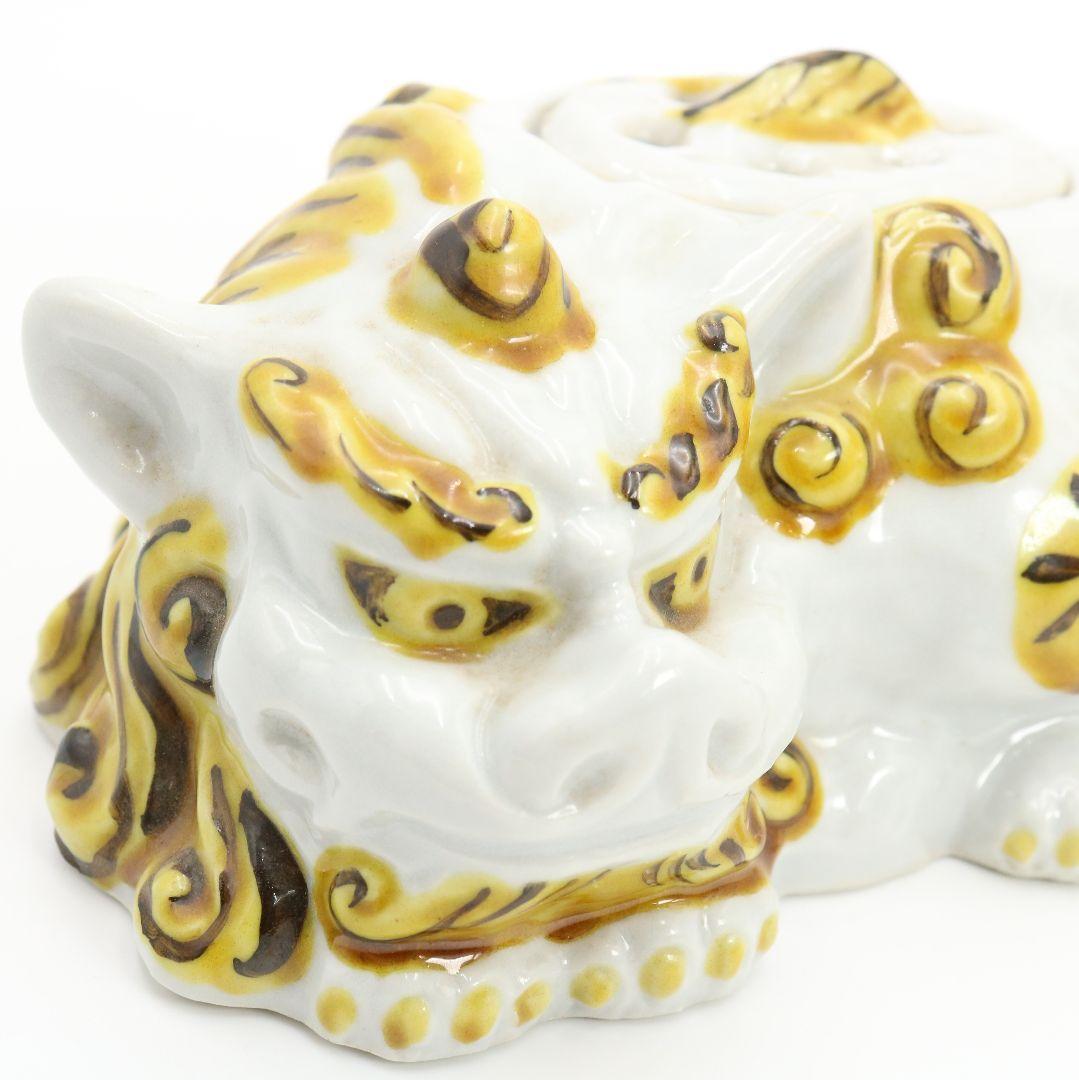 横山豊介作 飾香炉 唐獅子 九谷焼 共箱 C458 NT5