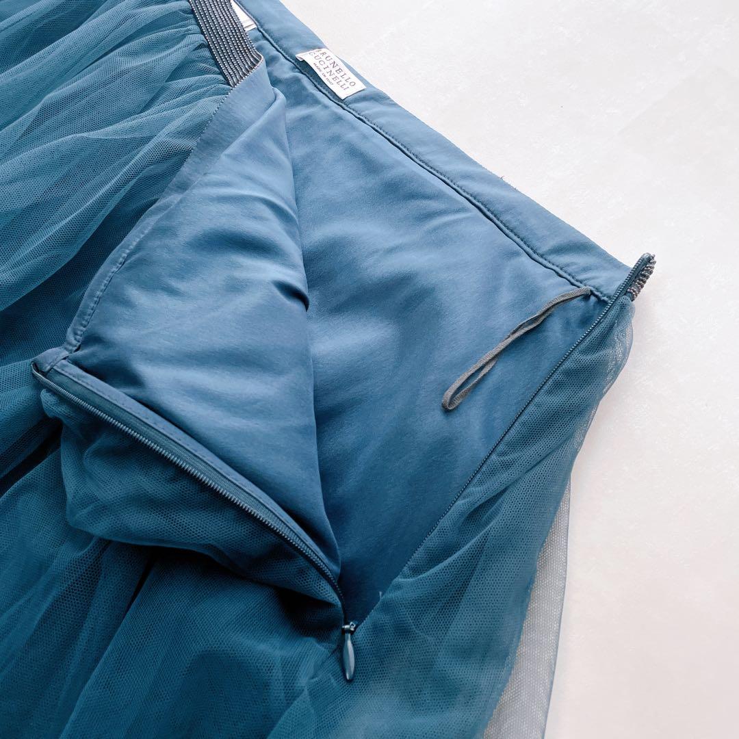 美品✨ブルネロクチネリ チュールスカート モニーレ装飾 10連 ティアード 40