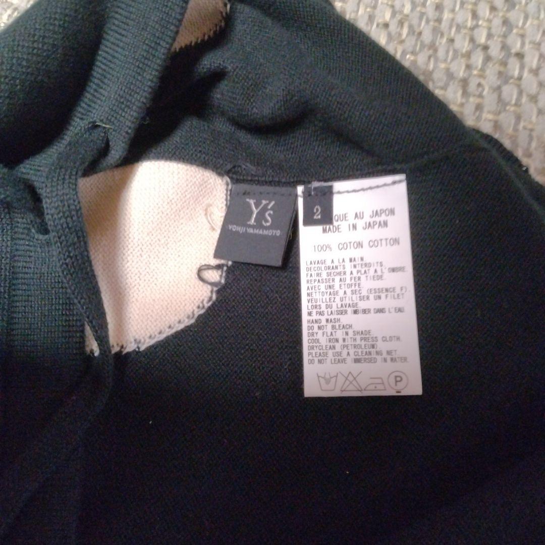 Y's ワイズ ポルカドット 変形ノースリーブニットトップス 黒 ブラック