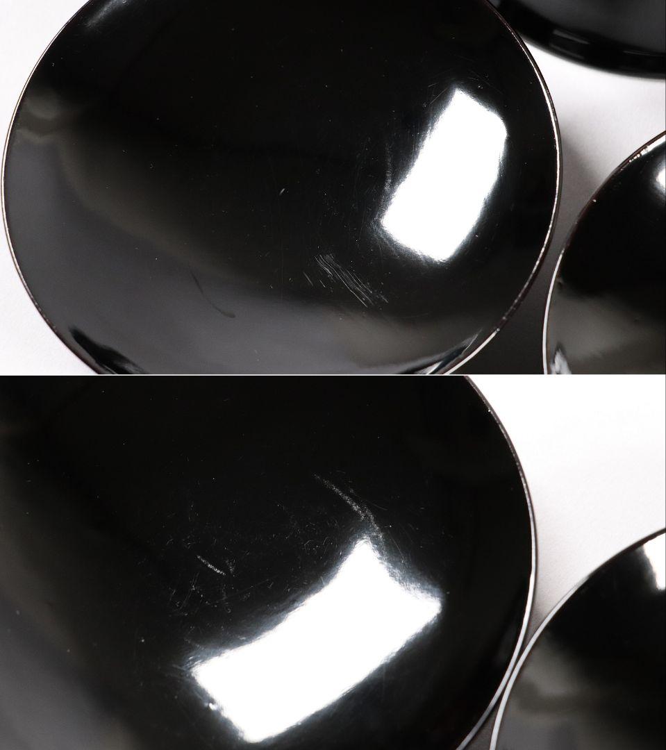 木製漆器 梅蒔絵 黒塗 椀 五客 漆芸 茶懐石 会席道具【MA287】