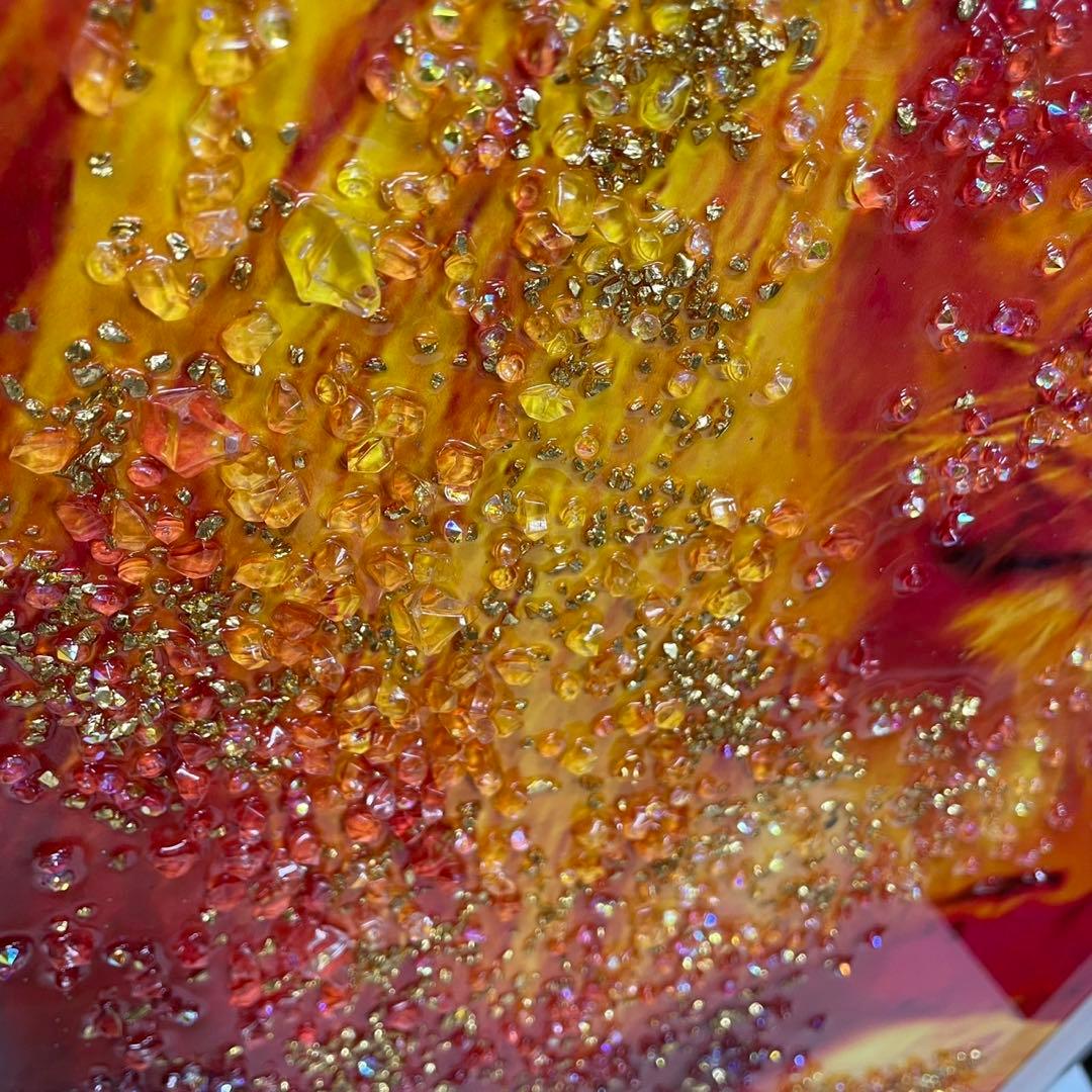 クリスタルアート アートパネル 水晶絵 絵画 写真 ライオン インテリア