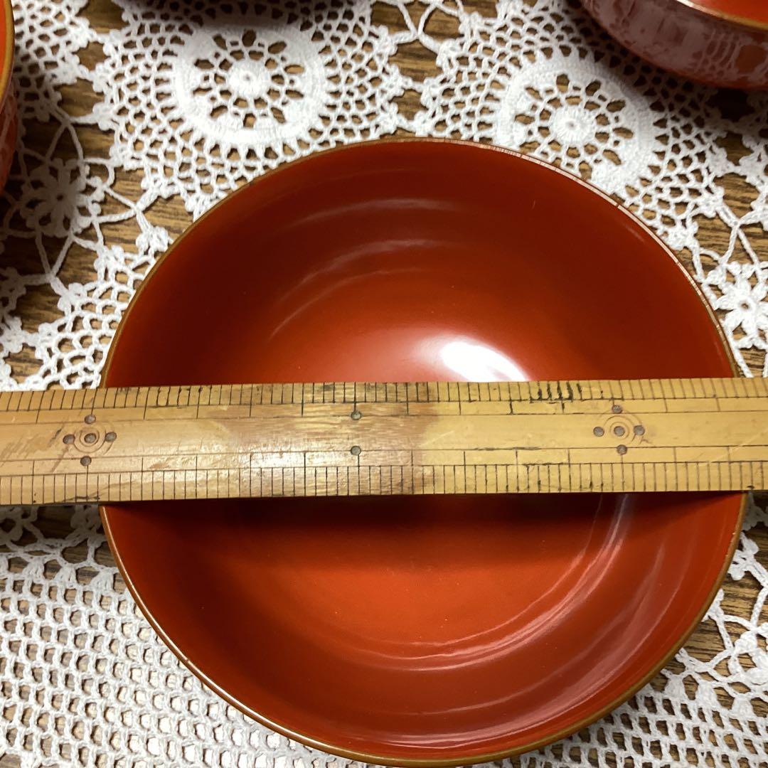 k2f8 朱色 牡丹　蓋付き椀 10客　金色装飾　年代物