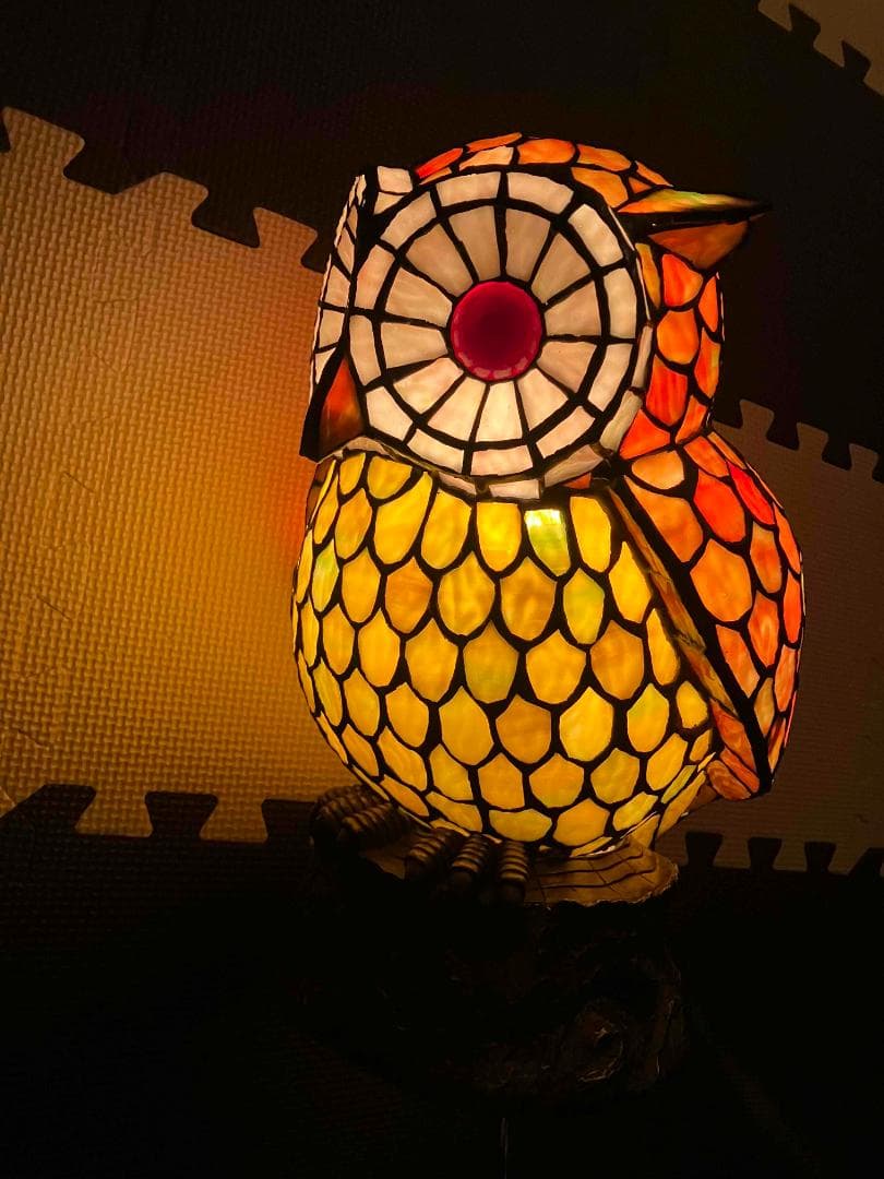 フクロウ ステンドグラス ランプ ナイトランプ