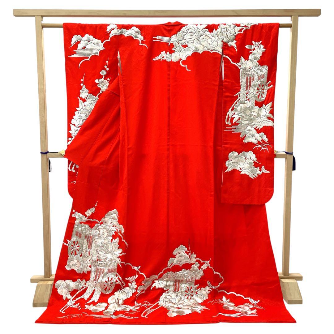 ◎mk-1250 引き振袖 お引きずり 婚礼衣装 銀駒刺繍 H-10-7