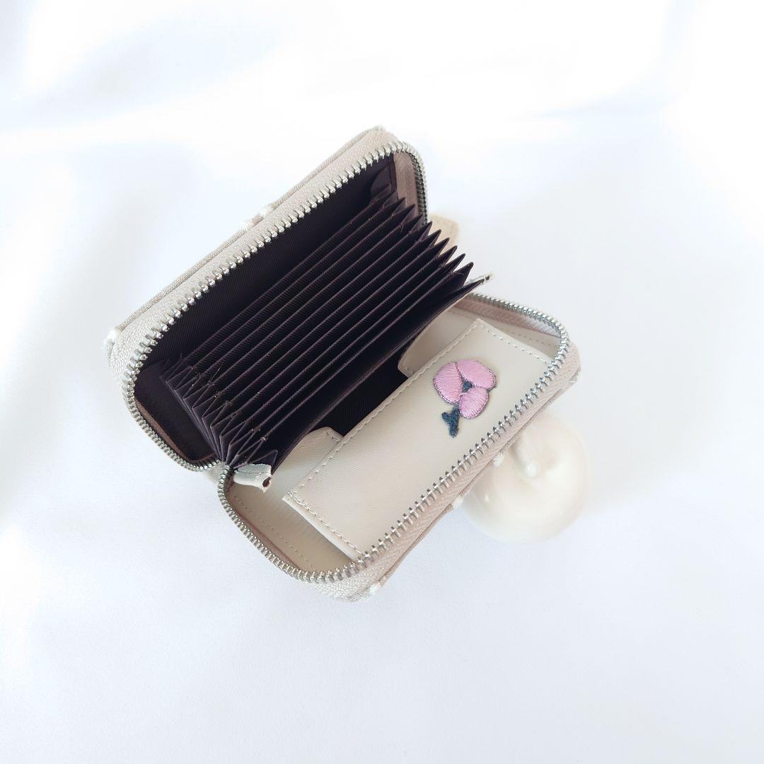 【minmin】タンバリン ベージュ じゃばらミニ財布 ミナペルホネン