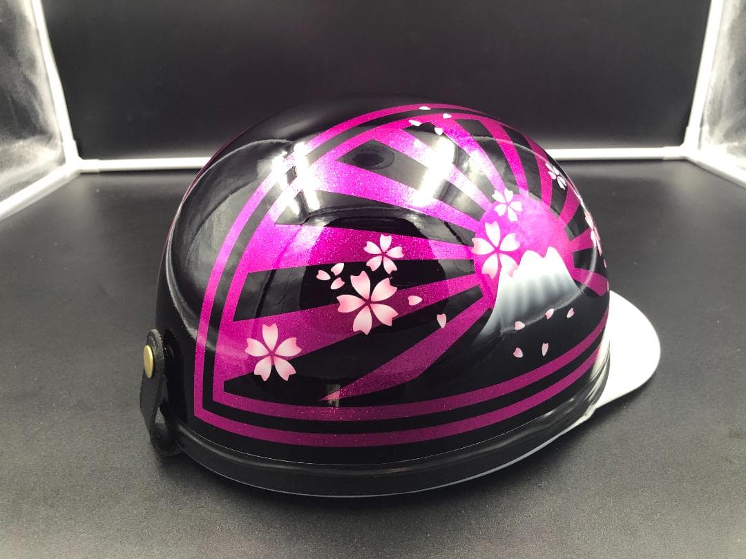 コルク半　カスタム　富士日章　三つボタン　ブラックピンク　ラメ　桜　高級クリヤ