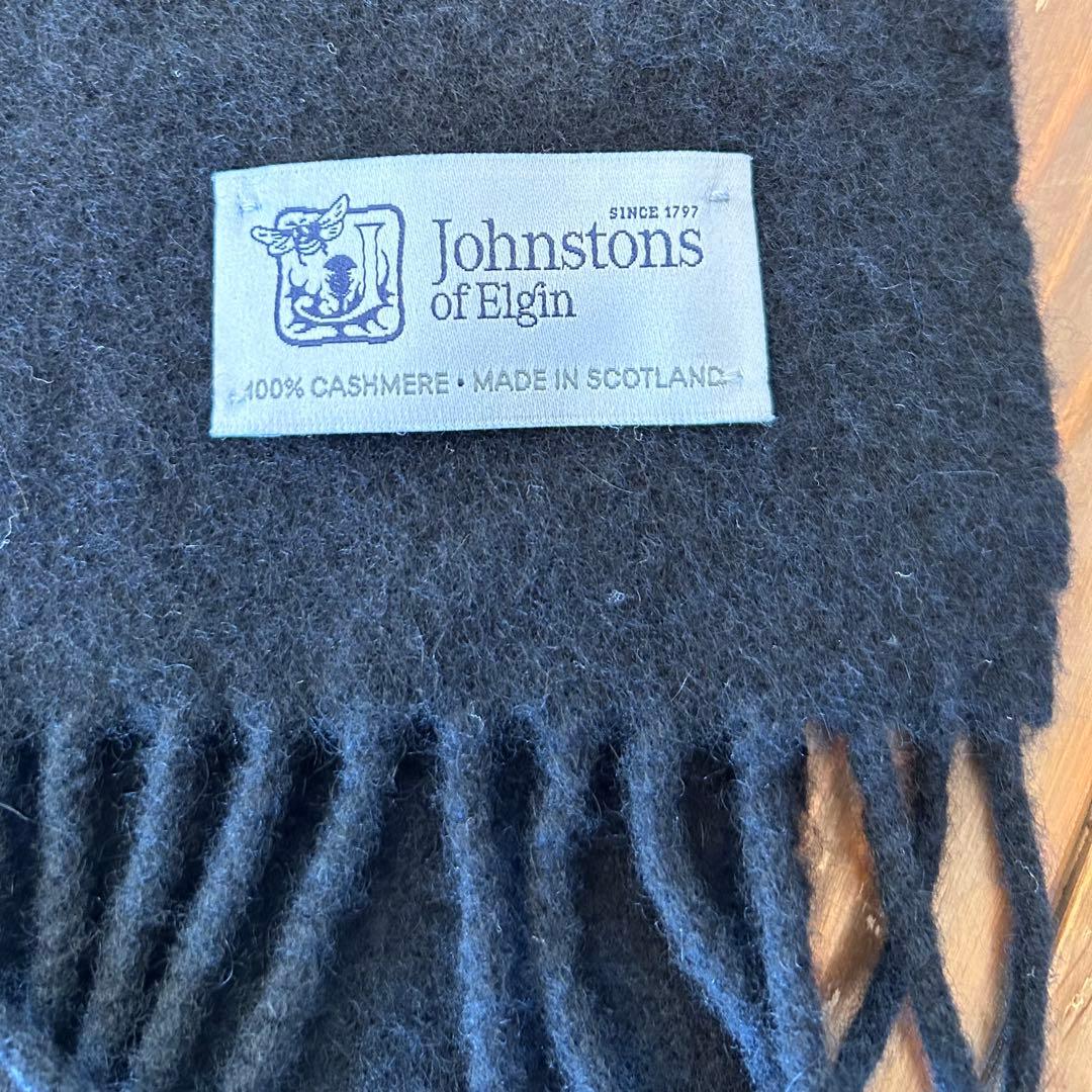 Johnstons of Elgin 100%カシミヤ マフラー 黒180x25