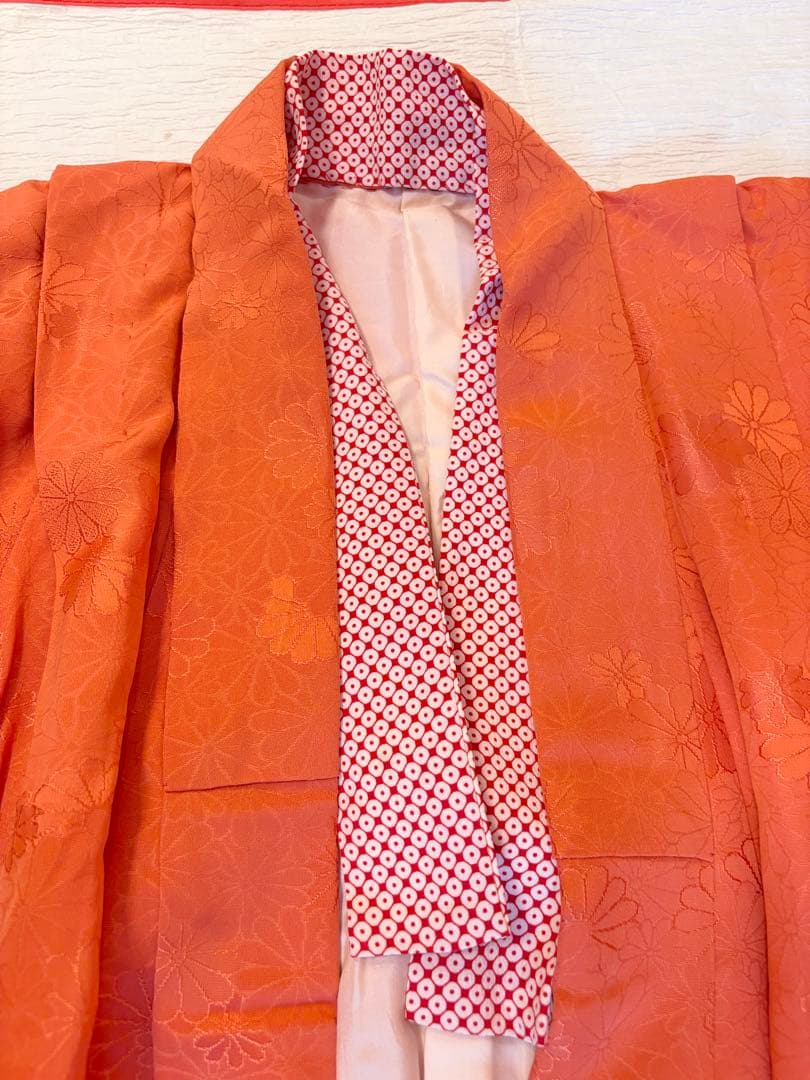 七五三 7歳 祝い着 フルセット 正絹 無地 地紋 レトロ M2505271