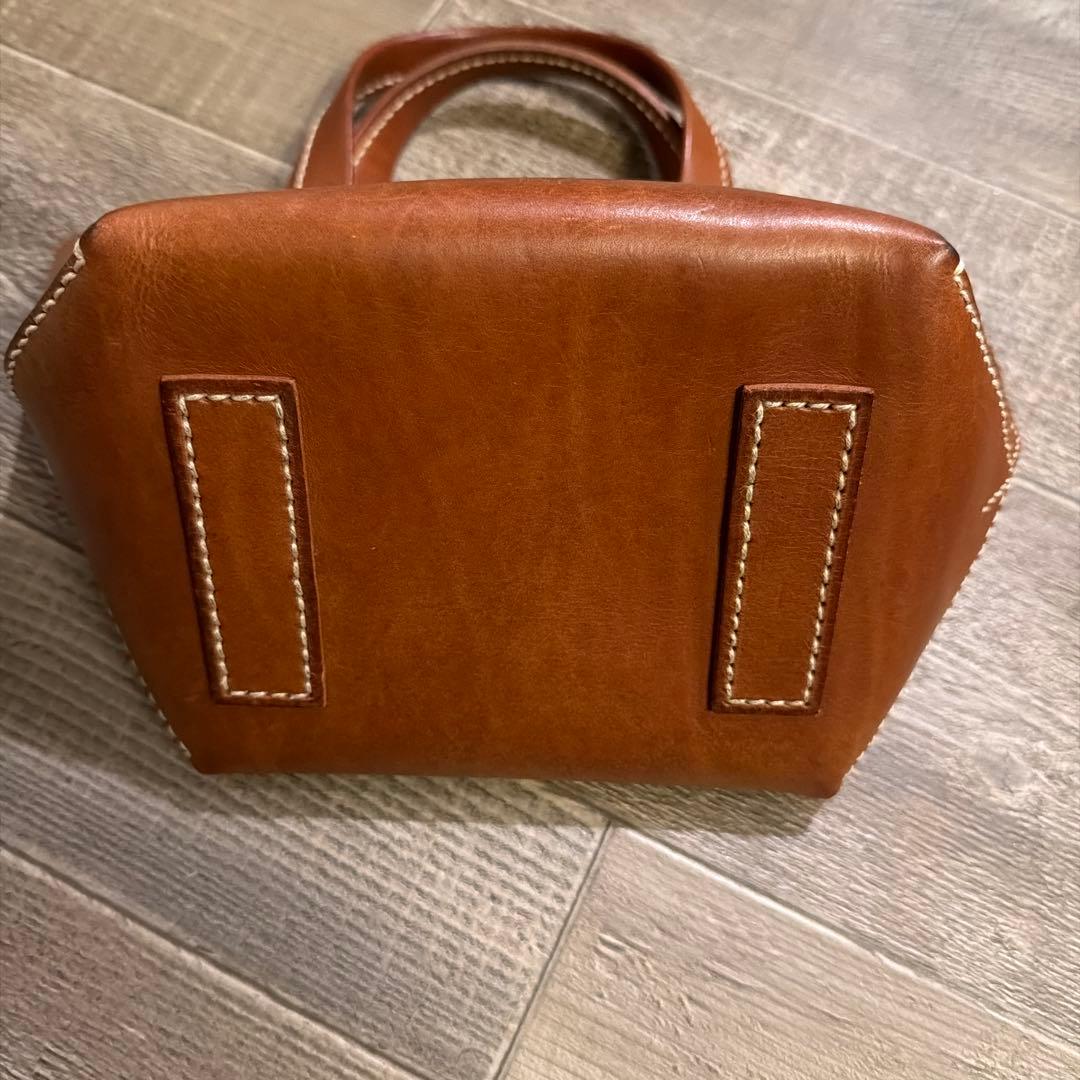 genten アマーノ　ブラウンレザー　トートバッグ　ハンドバッグ　SS