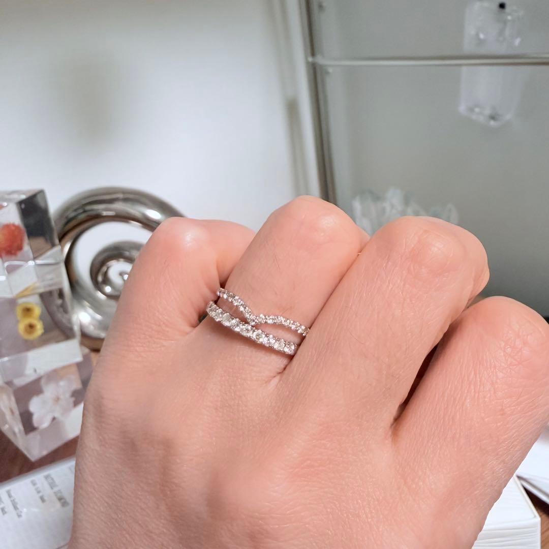 新品同様！ V字 ダイヤモンドリング D0.20ct Pt900