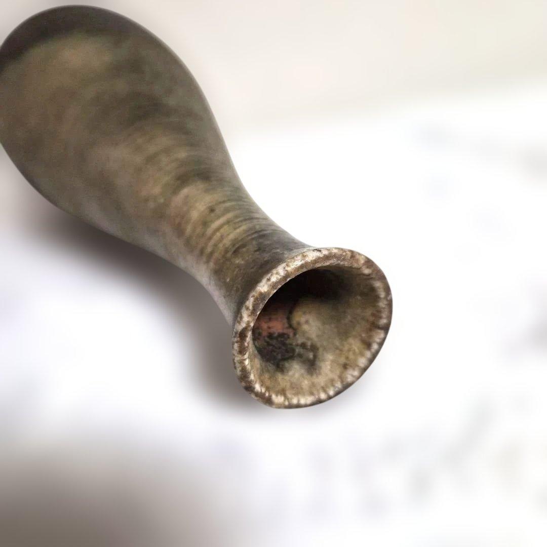 備前焼『小西 陶古』鶴首窯変花瓶【未使用】お箱 栞付き