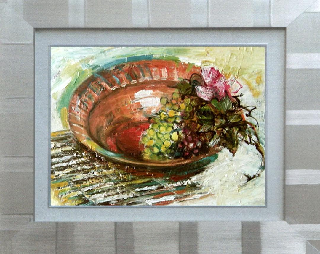 油絵 菅家令子 絵画インテリア 額付(銀) F4-110502 静物 フルーツ 油絵 菅家令子 絵画インテリア 額付(銀) F4-110502 静物 フルーツ 油絵