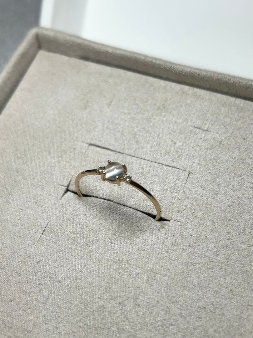 ete K10YG レイヤード ムーンストーン/ホワイトトパーズ リング