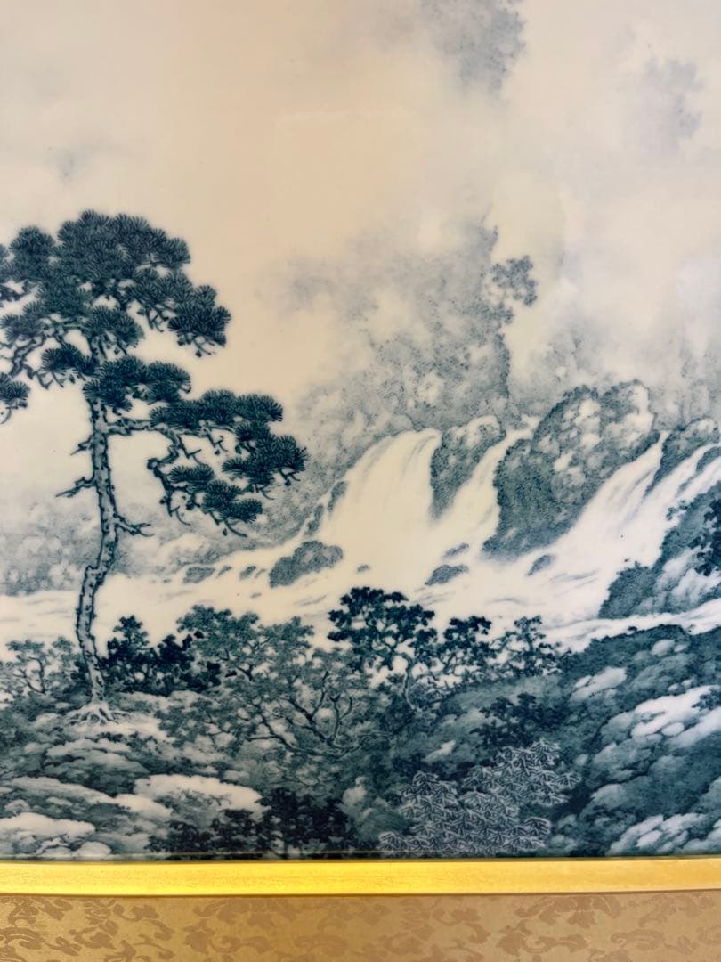 【秀水図】大型陶板額　宝寿窯　陶板額　有田焼　昭和　レトロ