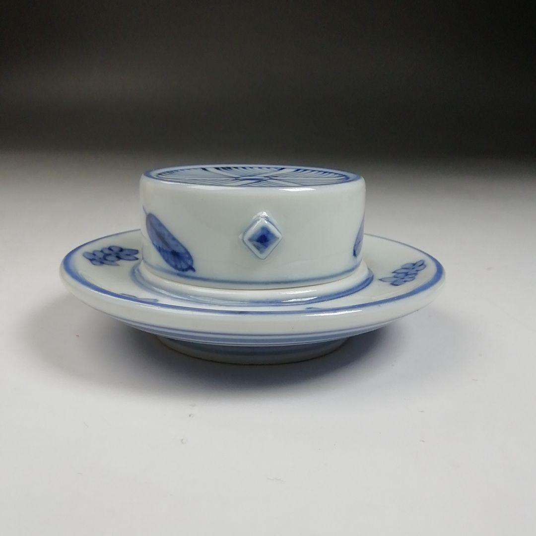 T958 香合 『染付 引臼』『高野昭阿弥 造』 共箱 茶道具