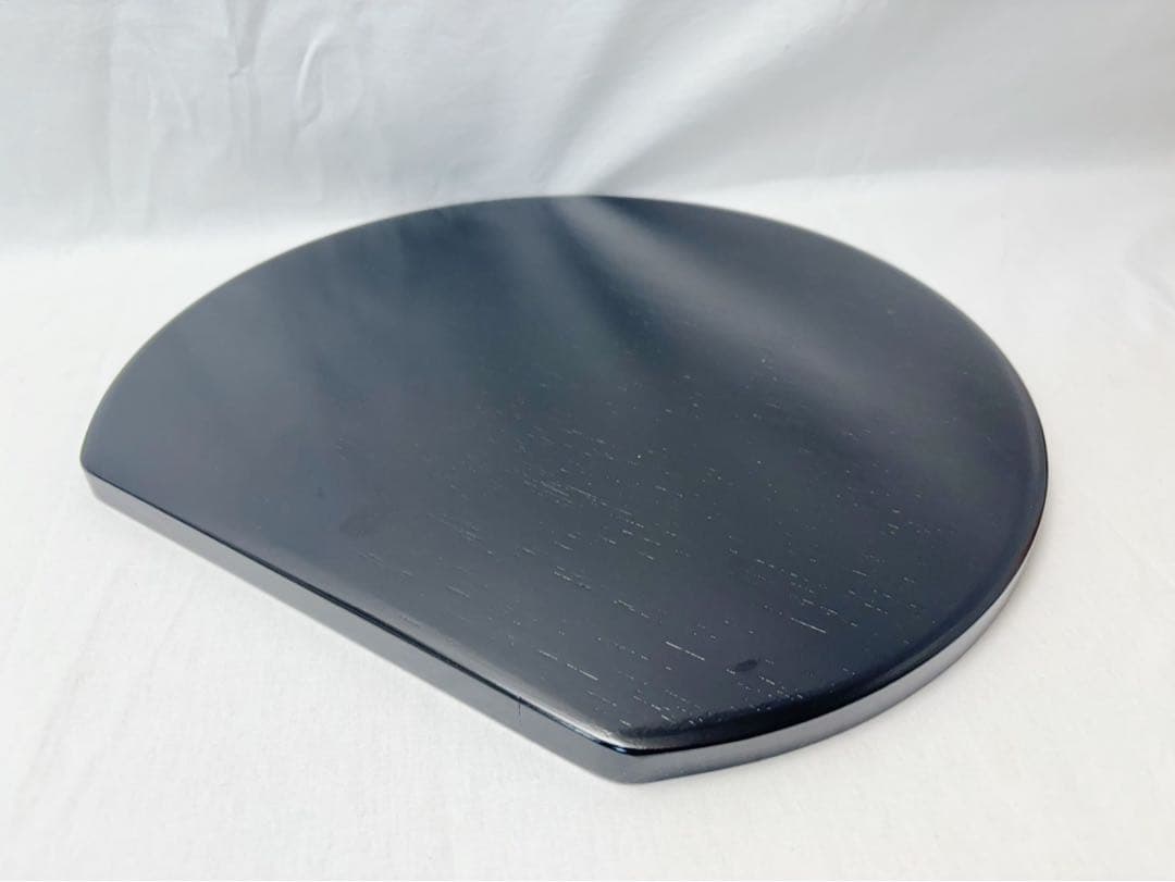 ほぼ未使用 懐石道具 木製 半月膳 線筋 縁朱 5客揃 会席膳 宴会盆 元箱