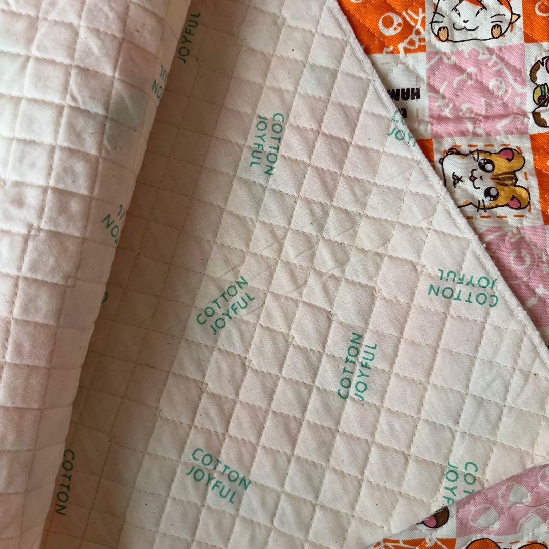 希少　レトロ　とっとこハム太郎　大きなキルト生地　約100×123cm