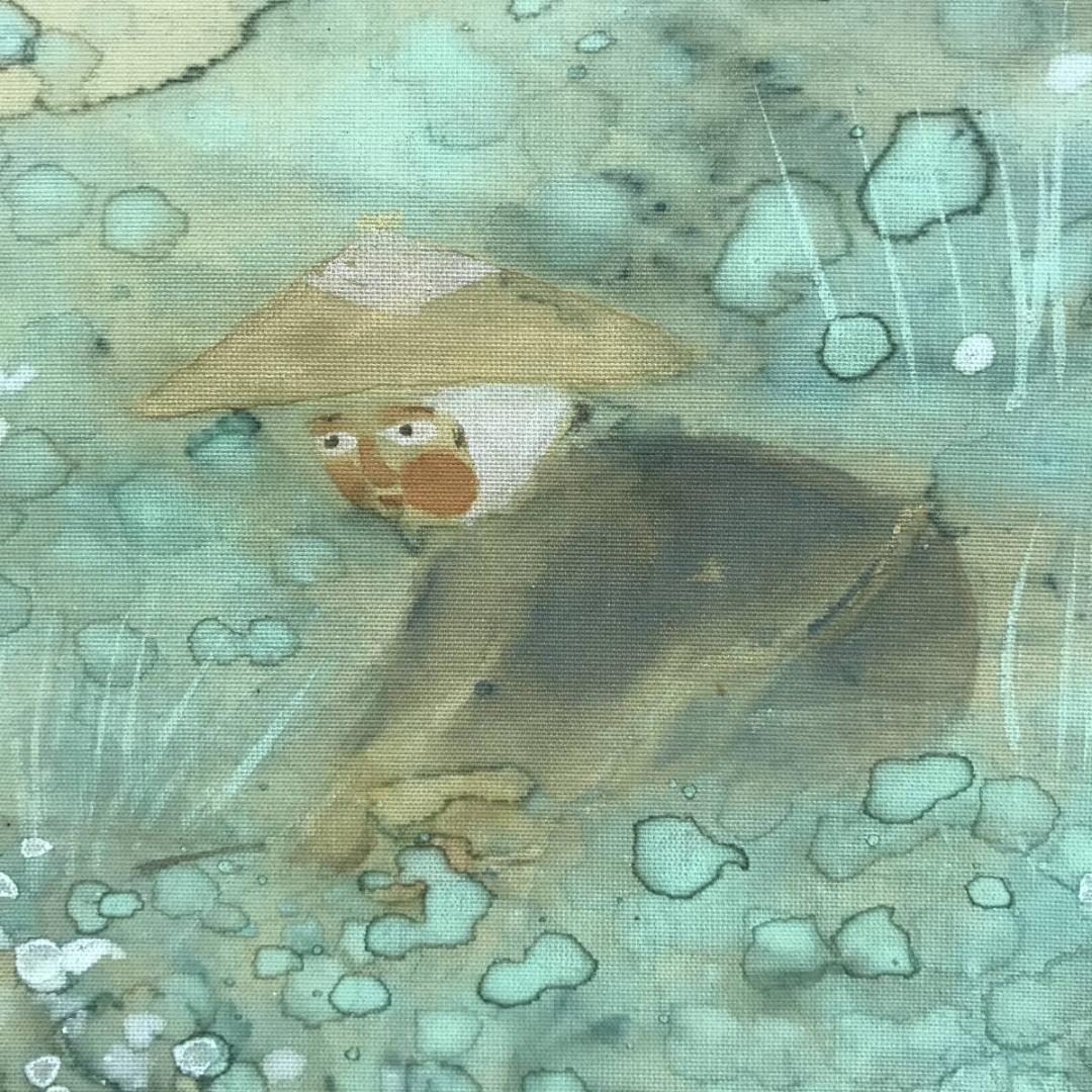 真作/舟山三朗/初夏図/秋田県出身/農作業図/人物図/名家伝来/AE-251