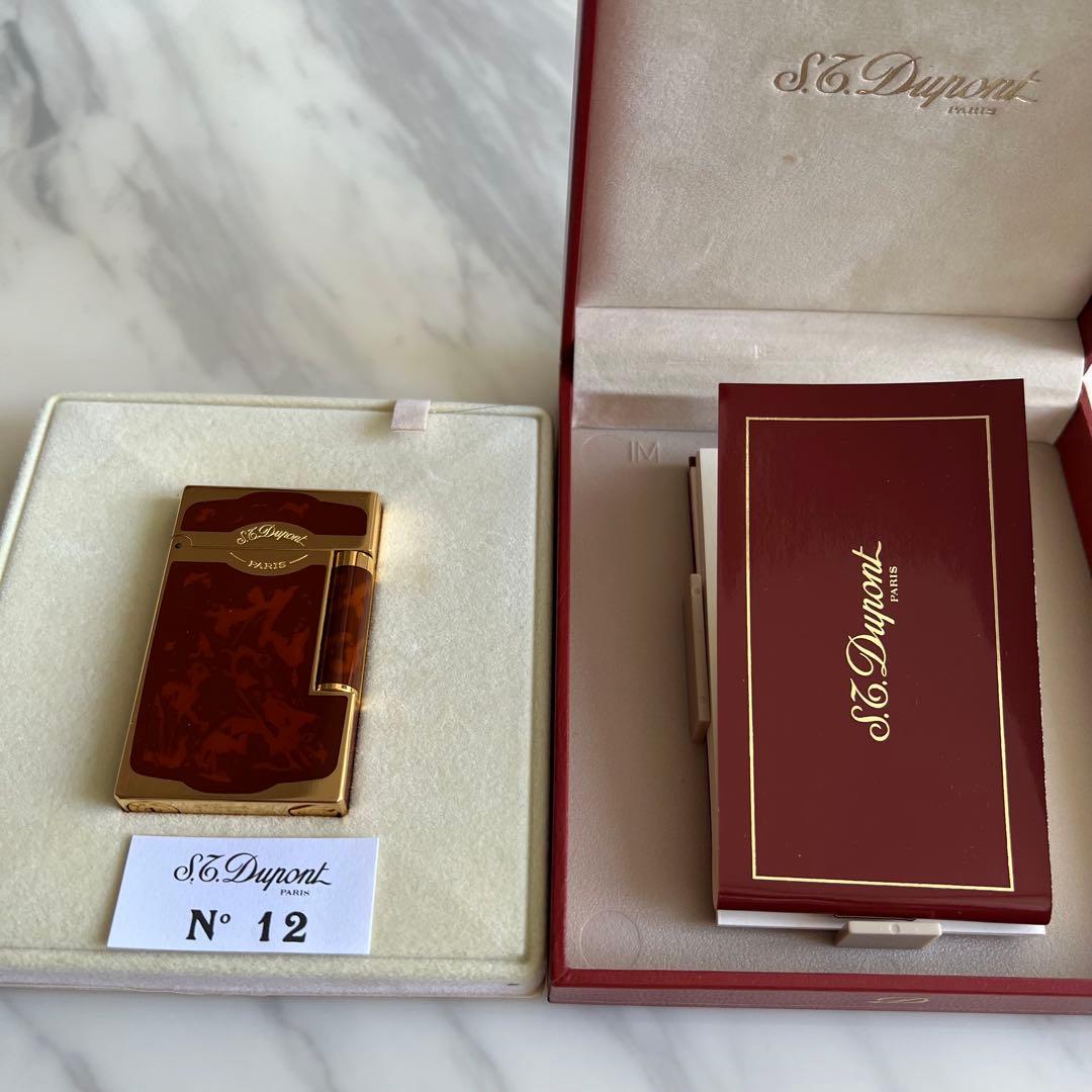 美品未使用 デュポン ライン2 マデューロ 茶色マーブル ダブルバーナー