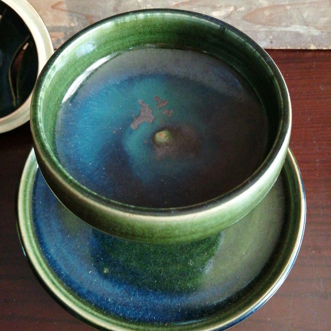 瀬戸焼 亀井清市 青織部香炉 19cm