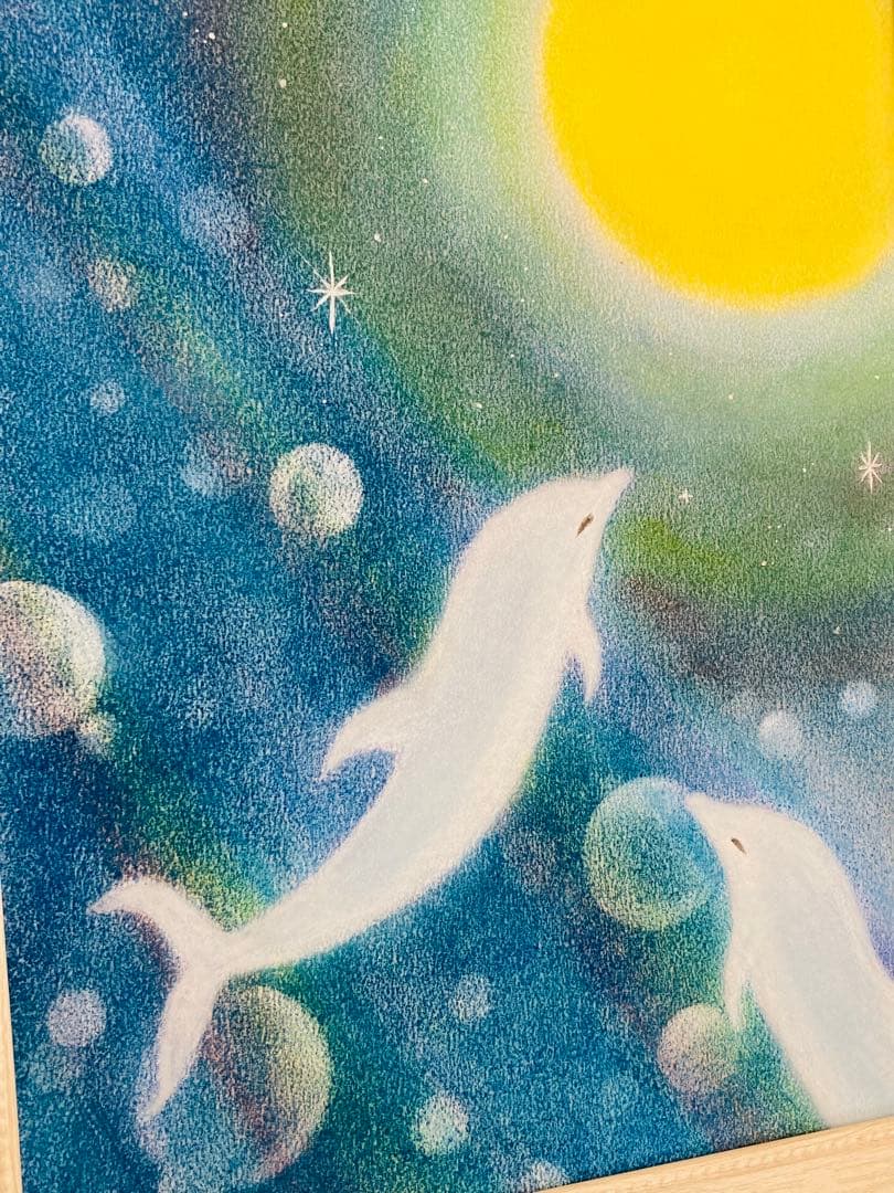 『月夜に泳ぐイルカ』パステルヒーリングアート