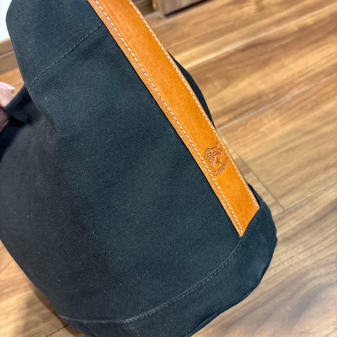 【美品】IL BISONTE イルビゾンテ キャンパス×レザー ハンドバッグ