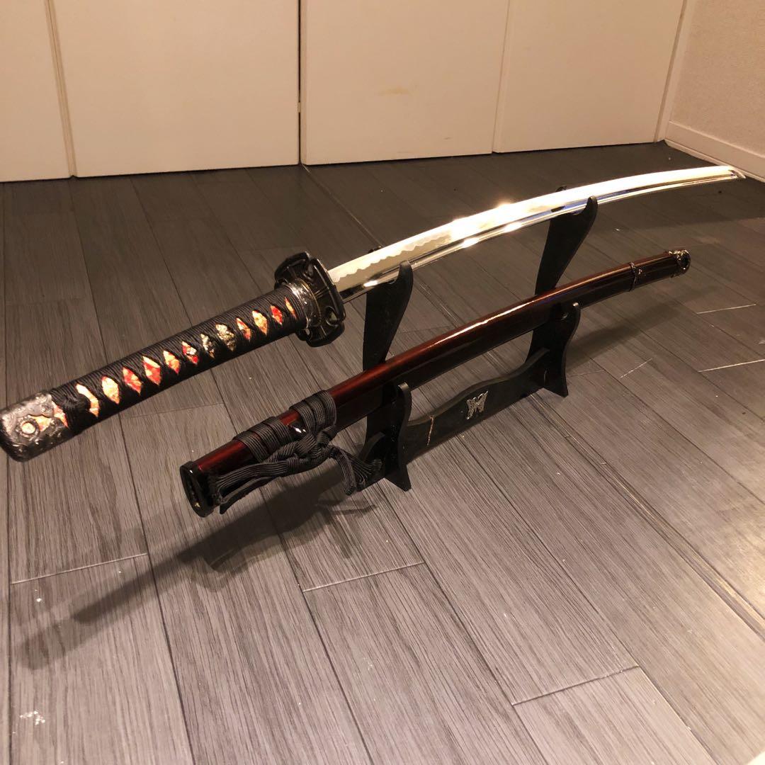 高級居合刀　高級模造刀　樋入刀身　朱拵え　合金刀身