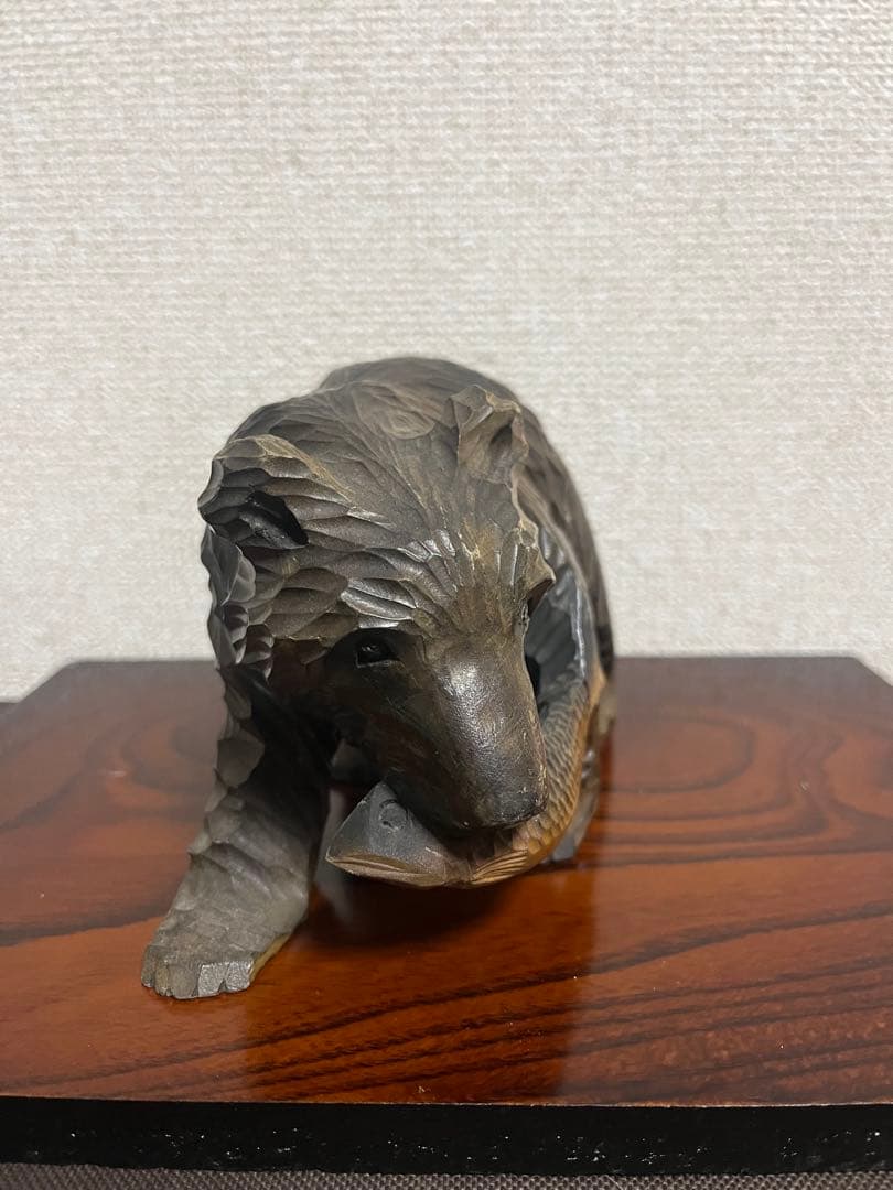 70年物！【昭和レトロ】木彫り熊 民芸品 置物 彫刻 大•小 2体セット