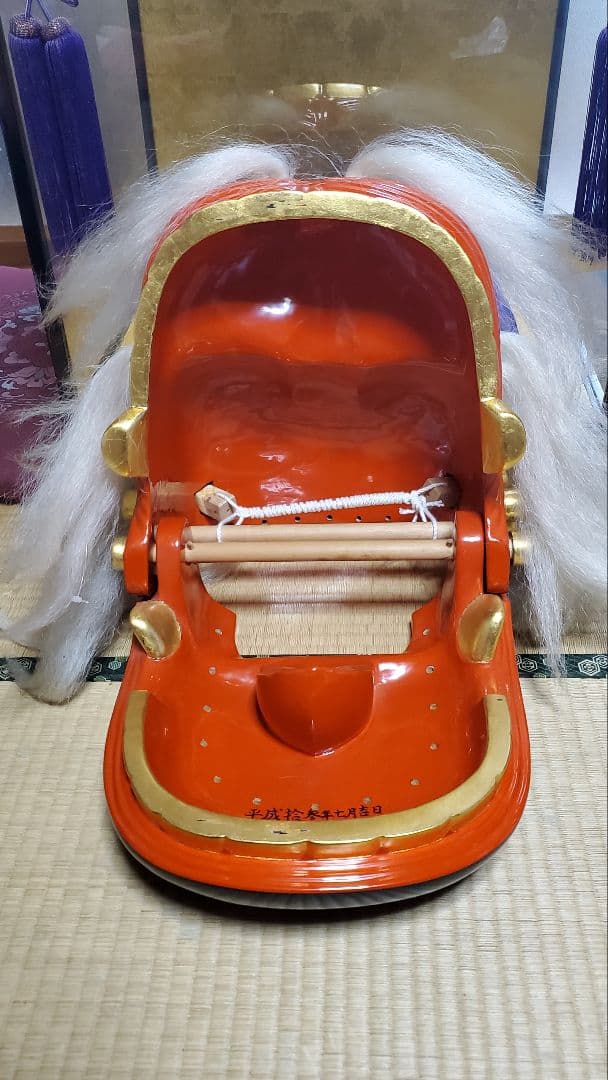 専用特製ケース付　山形県　置賜　黒獅子　獅子舞い　獅子頭