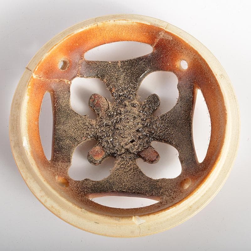 茶道具 京焼 三代 東山深山造 色絵 四季草花文 吊香炉 共布共箱 MR7382