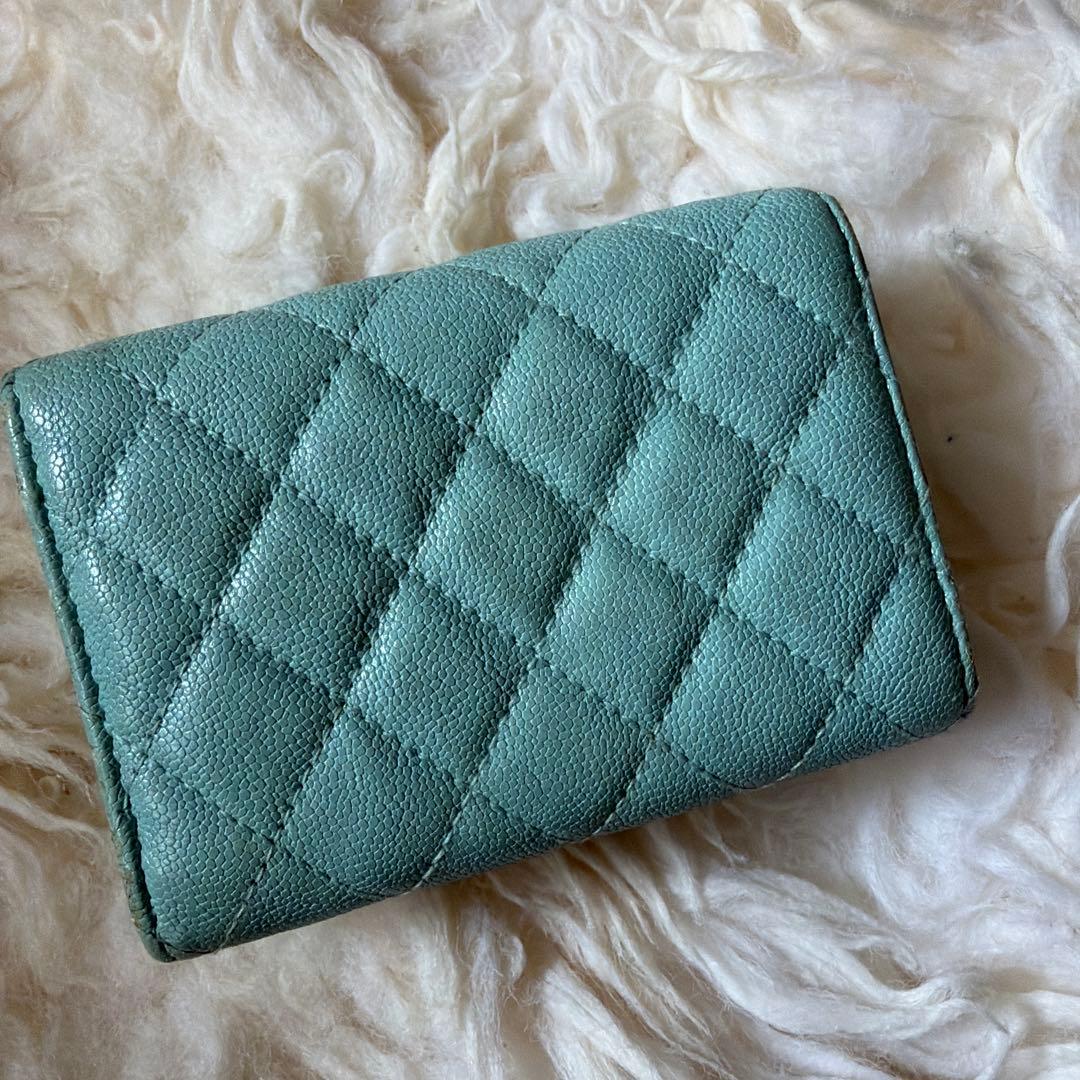 CHANEL キャビアスキンブルーグリーン ボーイシャネル 財布