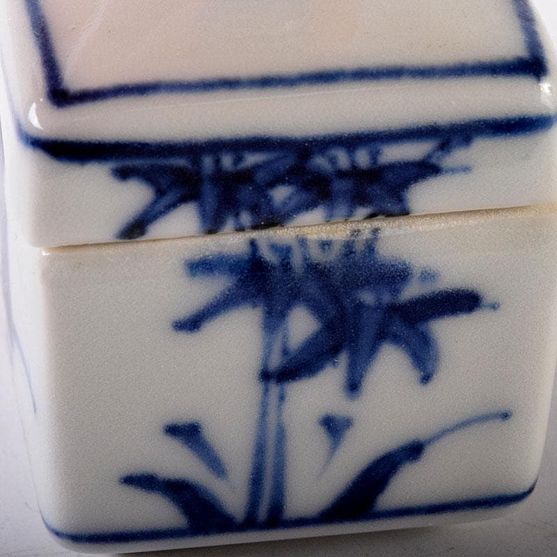 茶道具 京焼 平安 橋本龍岳造 染付 有馬筆 香合 共箱 V 7318 美術品