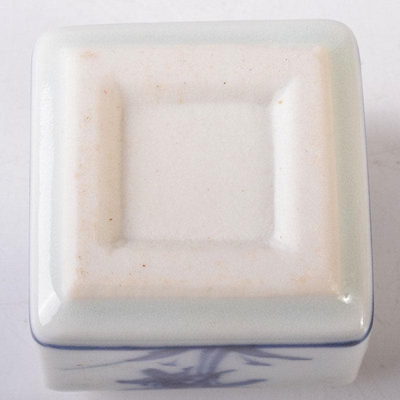 茶道具 京焼 平安 橋本龍岳造 染付 有馬筆 香合 共箱 V 7318 美術品