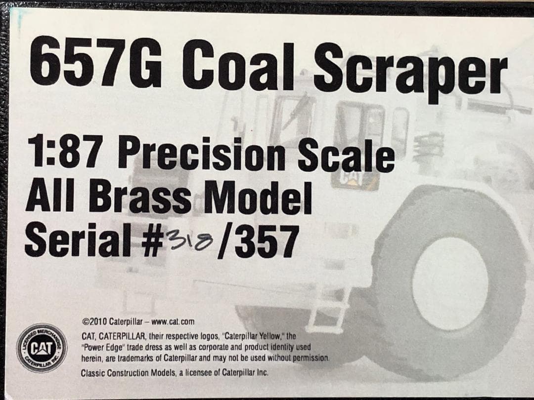 キャタピラー657Gコールスクレーパー 1/87HOスケール　ブラスモデル
