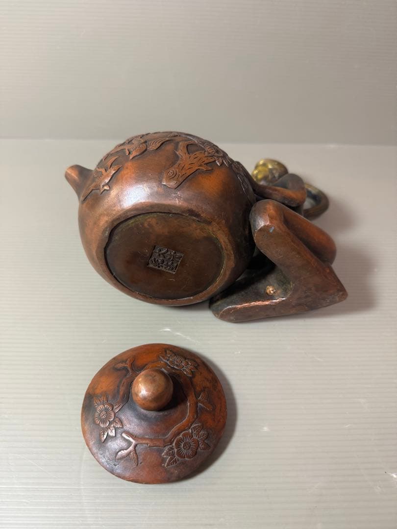 2856 中国骨董 大清乾隆銘 純銅製 聖女 急須 時代物