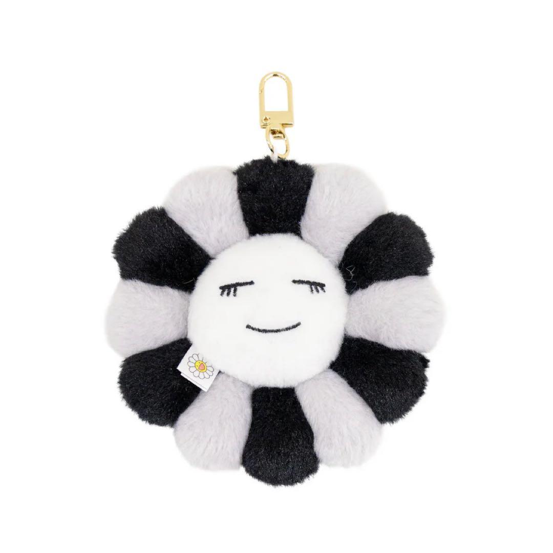 ストラップ Flower Plush Mascot Keychain Gray&Black