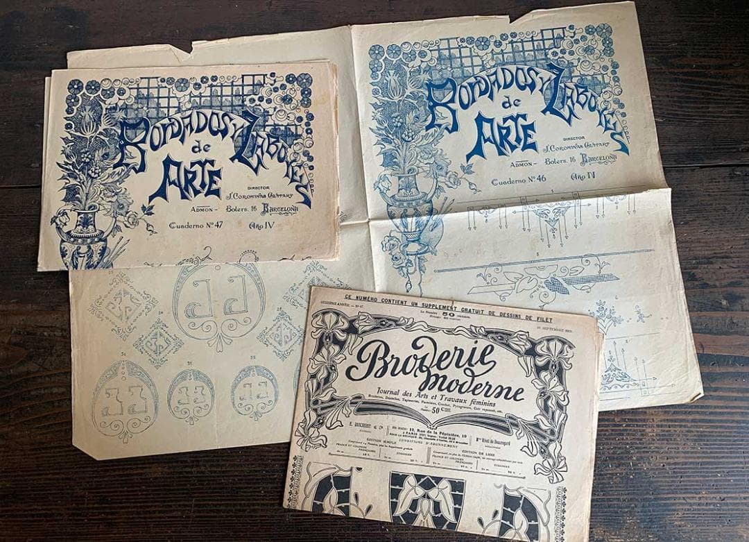 稀少 刺繍図案集 手芸雑誌 1897年６冊 手刺繍 手芸 アール・デコ/J896