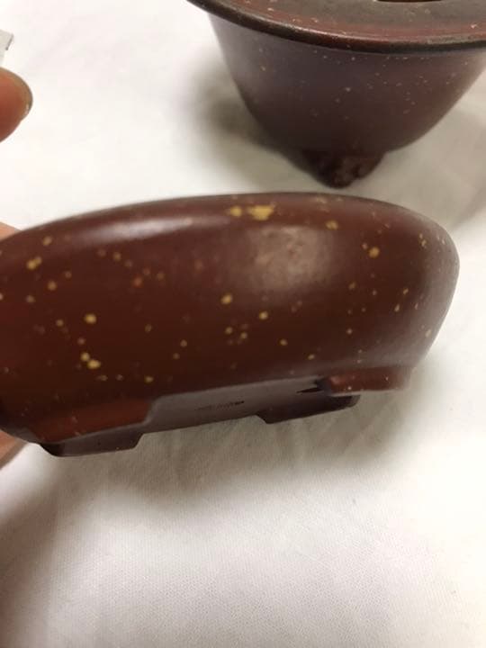 盆栽鉢　時代古鉢希少常滑水庄園ミニ盆栽鉢梨皮お揃い2個山野草小品盆栽鉢植木鉢