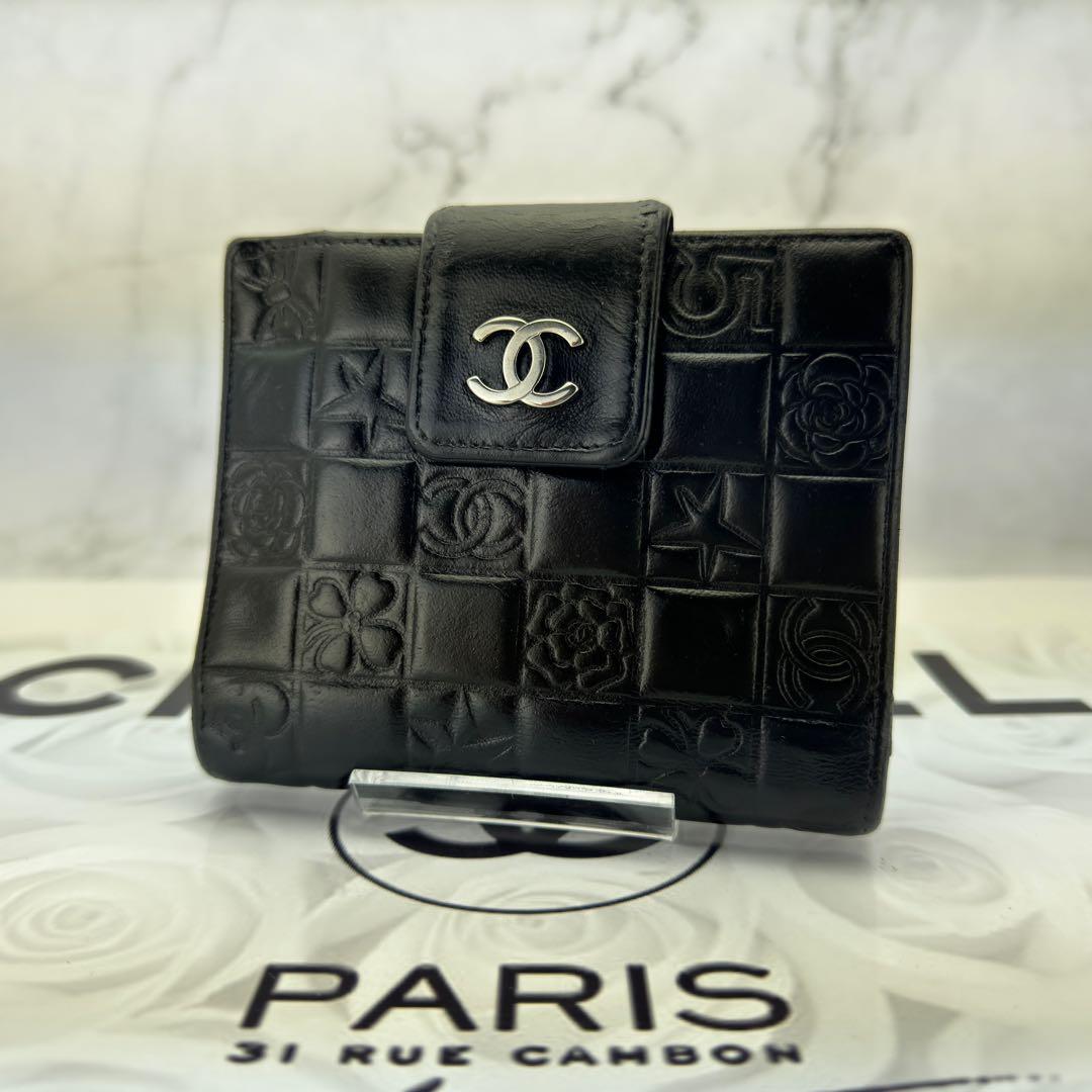 美品✨】シャネル アイコンライン Wホック 二つ折財布