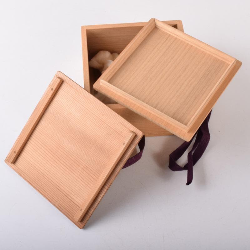 茶道具 楽焼 小川長楽造 花蟹文 赤楽平茶碗 夏茶碗 時代箱 C