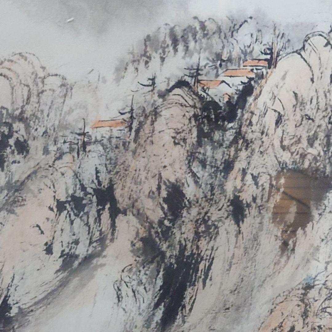 水墨画 山水画 横額 掛け軸 美術品 飾り 中国画 伝統芸術 字画 フレーム無し