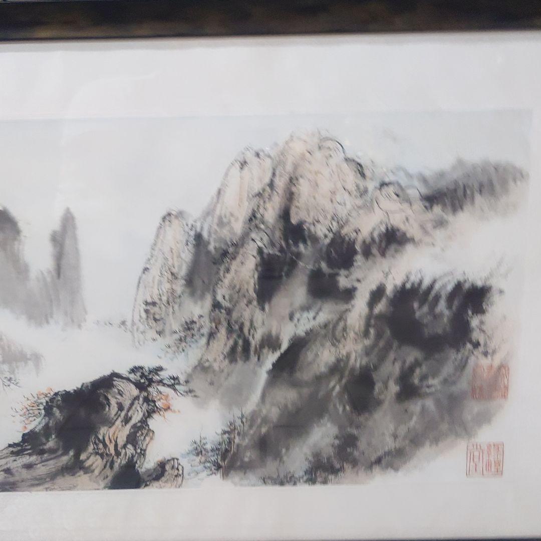 水墨画 山水画 横額 掛け軸 美術品 飾り 中国画 伝統芸術 字画 フレーム無し