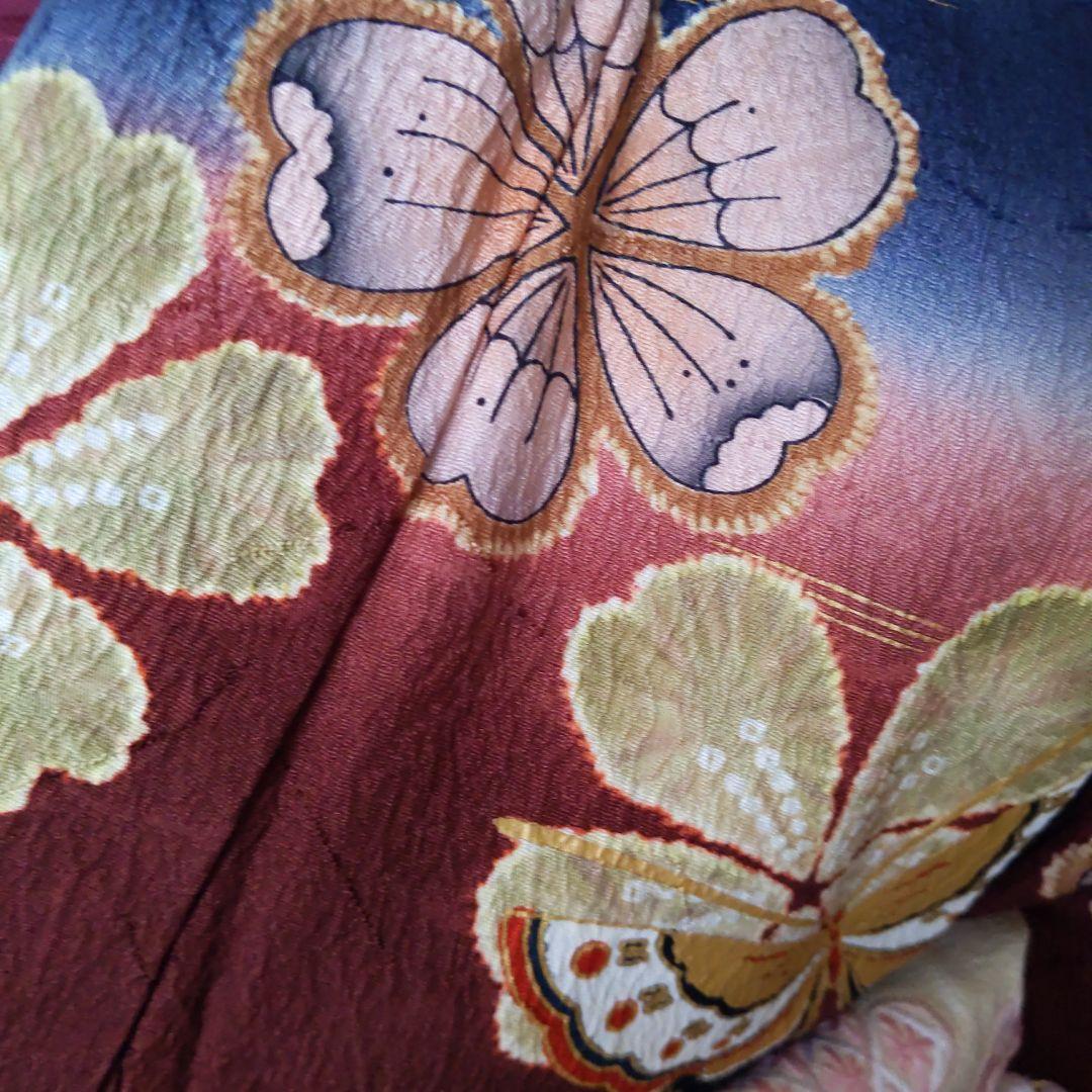 351華やぎ【桜蝶 紺色×ワイン色】【振袖6点フルセット】卒業謝恩会の