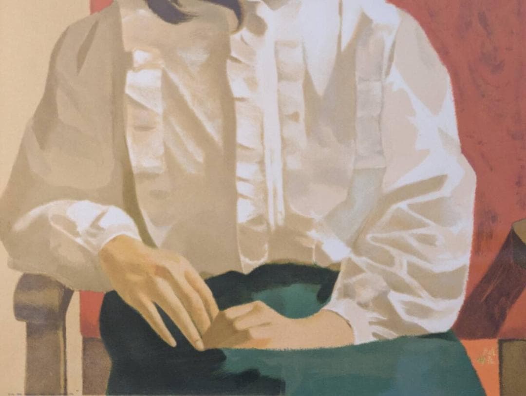 真作 版画 中村清治 リトグラフ 花帽子の肖像 エレガントな横顔 箱入 Y2